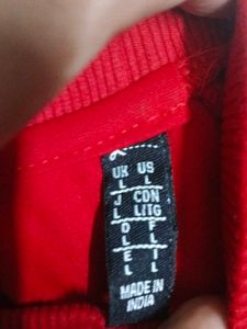 Red Burberry Long Sleeve waffle boxy Tee