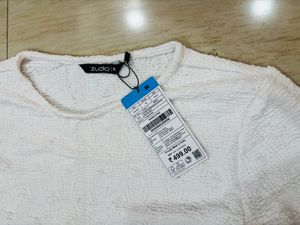 White Textured Long Sleeve Top Zudio