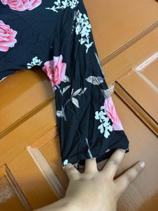 Black  Floral Co-Ord Set with Cropped Jacket