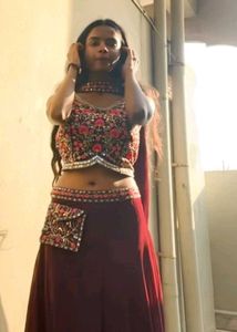 Maroon Embroidered Palazzo Set for Women
