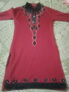 Embellished Red Kurta