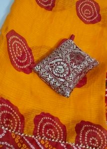 Yellow Bandhani saree