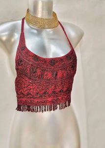 Maroon 🪡 Embroidered Bralette Y2k Style