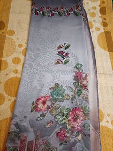 Elegant Grey Floral Saree