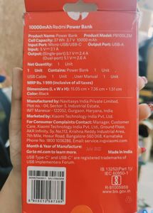 Redmi Power Bank. 10000 mAh 10W Fast Charging.