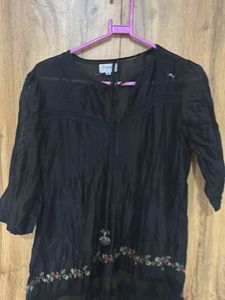 Boho Embroidered Black Dress
