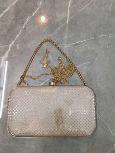 Elegant Silver Clutch with Chain Strap