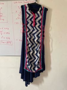 Stylish Navy Blue Zig Zag Print Kurta