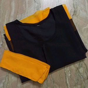 Women's Georgette Black Yellow Western Tunic