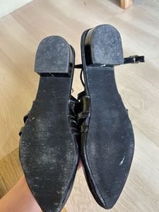 Stylish Black Patent Slingback Heels
