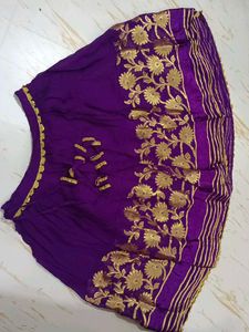 Elegant Purple Skirt with Gold Embroidery