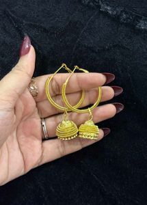 Gold Jhumka Hoop Earrings