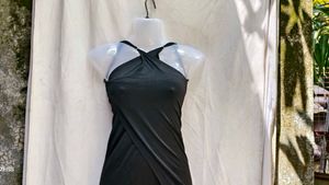 I. Chic Black Halter Neck Midi Dress