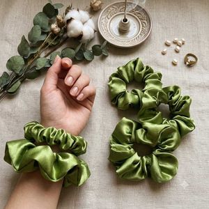 🔥PACK OF 4🔥 Green Satin Scrunchie Set