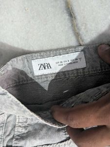 ZARA Grey Wash Wide Leg Jeans