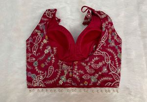 Sleevless Embroidered Silk Blouse