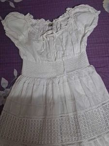 White Off-Shoulder Tiered Dress