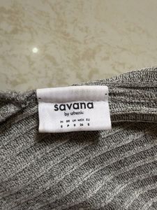 Grey Ribbed Cropped Sweater