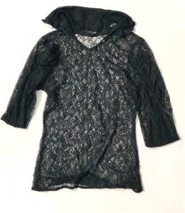 Black Lace ZARA Turtleneck Long Sleeved Top