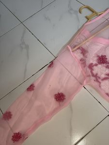 Pretty Pink Chikankari Lucknowi Kurti
