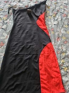 Chic Black & Red One-Shoulder Dress