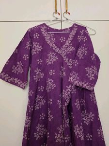 purple Ankarkali full suit with dupatta