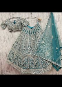 Stunning Teal Embroidered Lehenga Choli Set