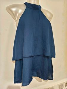 SHEIN Navy Blue Layered Halter Neck Top
