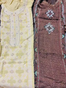 Beautiful Yellow and Brown Kurta Set
