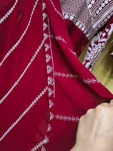 Maroon Kurta Set with White Embroidery
