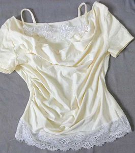 Cream Lace Trim Cowl Neck Top