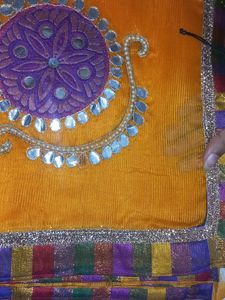 Free Delivery ORANGE COLOURED NET SAREE🟠
