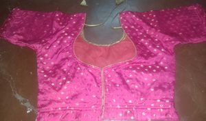 Vibrant Pink Brocade Blouse