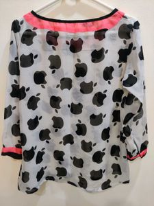Vero Moda Apple Print Sheer Top