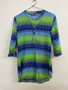 Vibrant Blue &amp; Green Printed Kurta