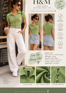 Striking green crop shirt top