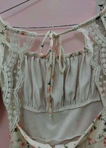 Cream Floral Print Dress