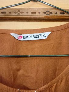 Emperus Women's Rust Brown Kurta Set | XL