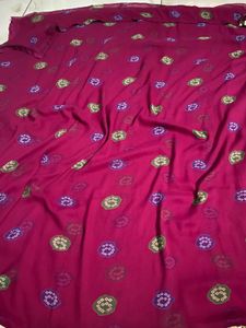 Burgundy bandhej sequins lace border saree