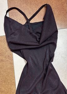 Black Ribbed Party Maxi Dress