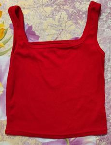 Vibrant Red Square Neck Tank Top