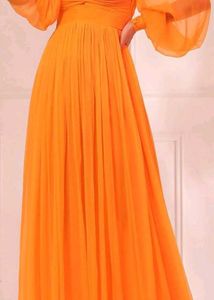 Elegant Orange Maxi Gown Self Designed