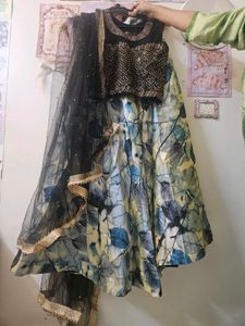 Stunning Leaf Print Lehenga Choli Set