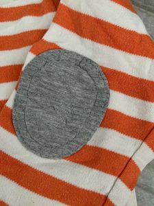 Orange &amp; White Striped Long Sleeve Top