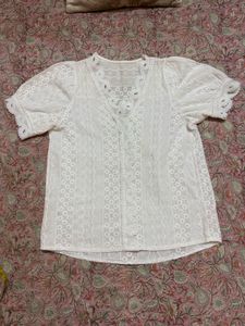 White Lace Puff Sleeve top