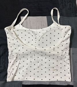 White Polka Dot Cami Top