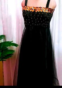Elegant Black Embellished Evening Gown
