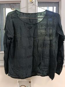 Embroidered Black Top