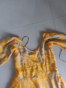 Yellow Floral Print Maxi Dress