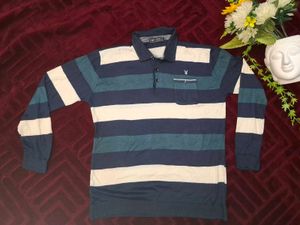 Striped Long Sleeve Polo Shirt